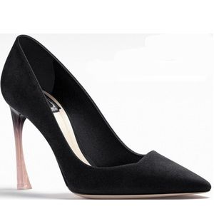 Dior Black Suede D’Orsay Pumps with Ombré Pink Color Heels Sz. 39.5